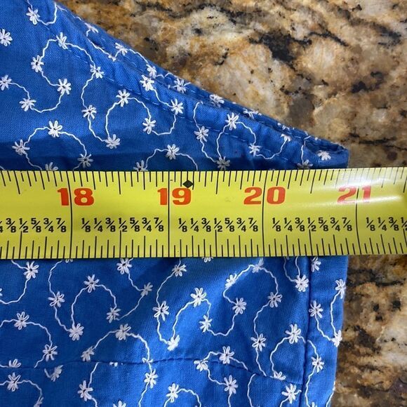 Marsh Landing Blue And White Embroidered Sleeves Top - Picture 8 of 8